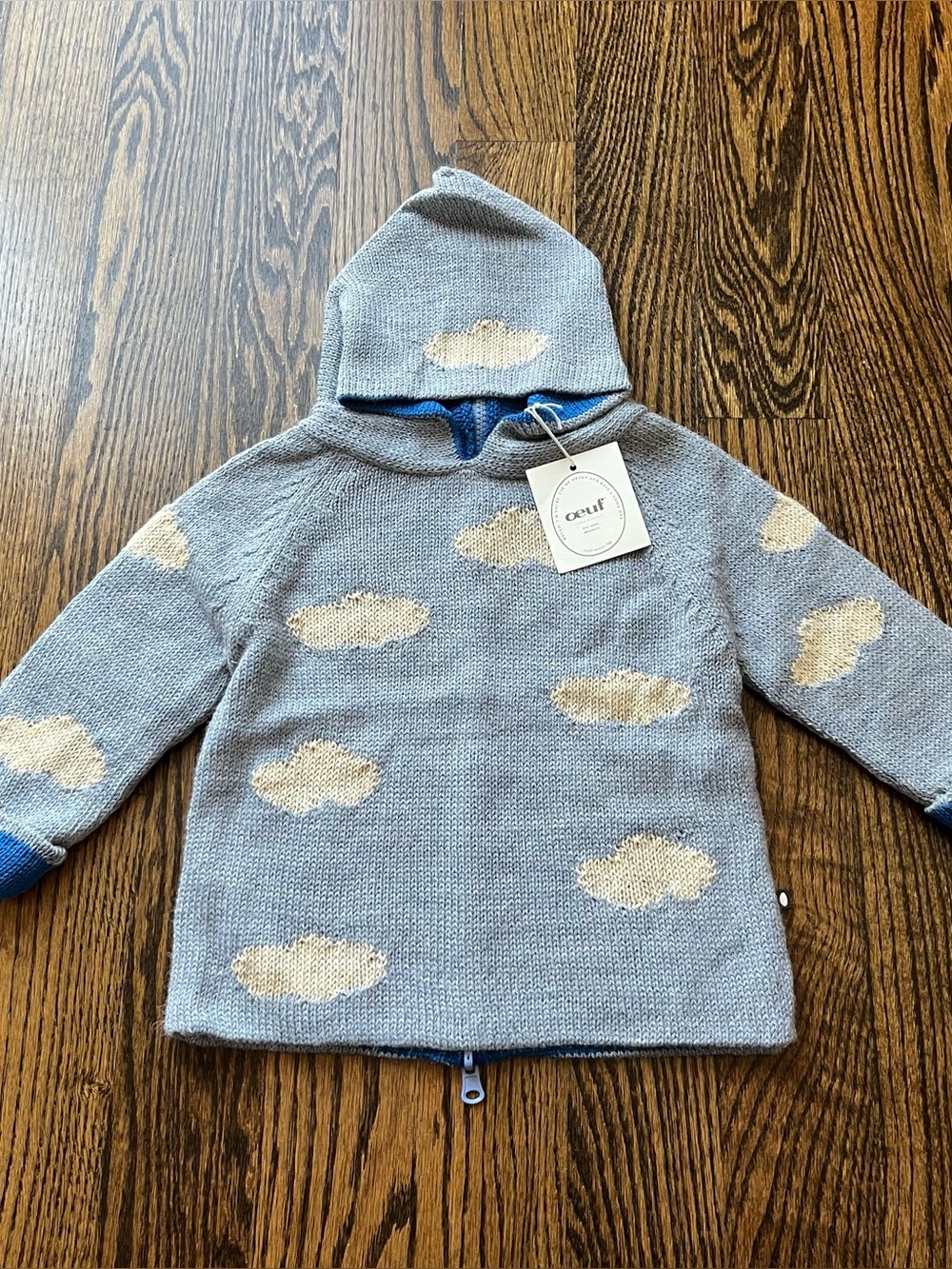 NWT - Oeuf Clouds Reversible Baby Alpaca Wool Hoodie (4-5Y)